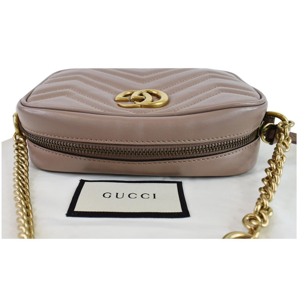 Gucci GG Marmont Matelasse Mini Leather Bag zipper closure