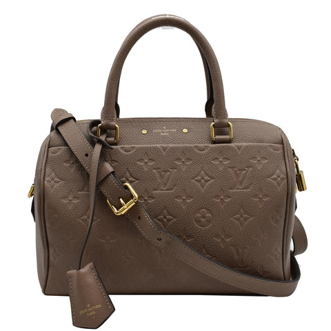 LOUIS VUITTON Speedy 25 Bandouliere Monogram Empreinte Leather Crossbody Bag Tourterelle
