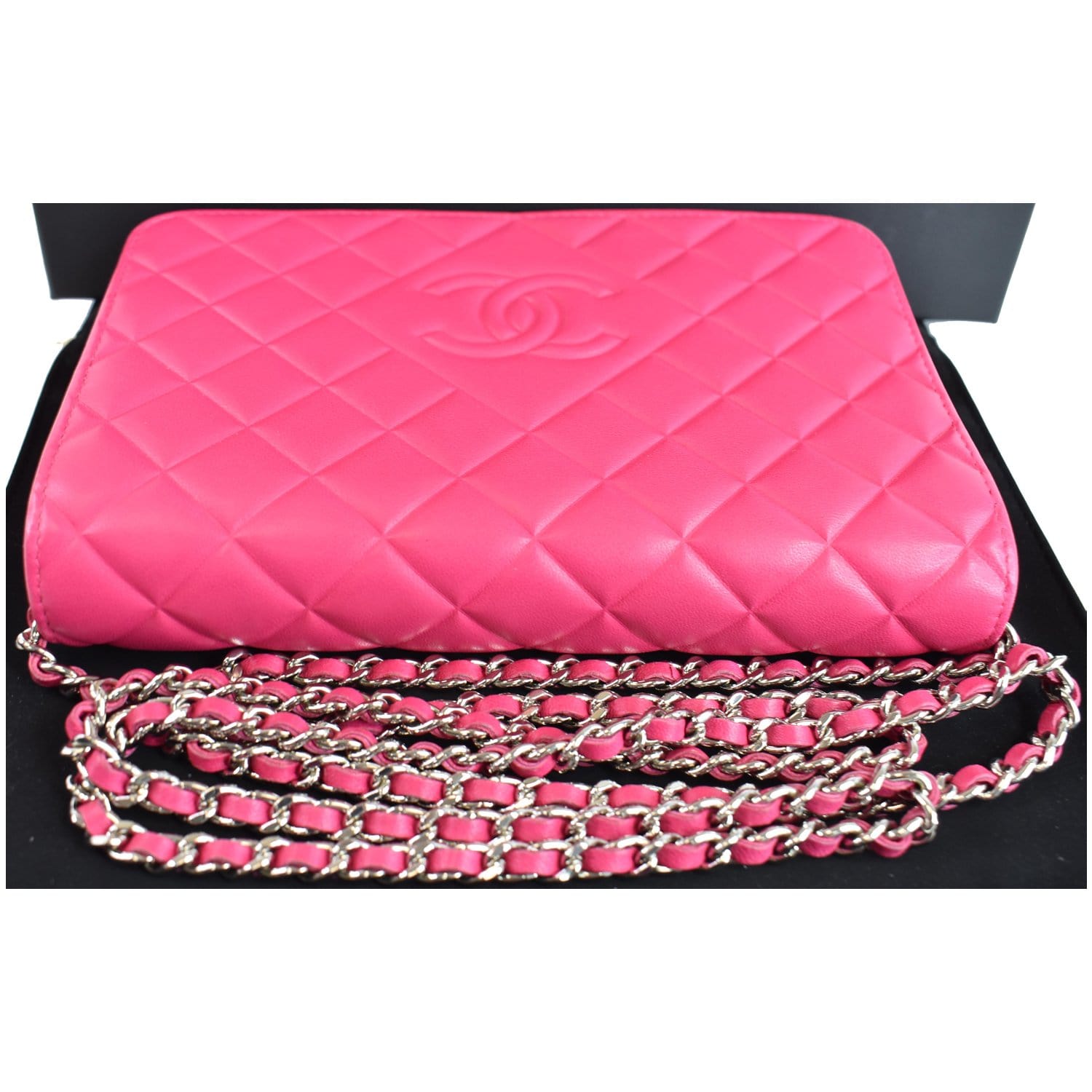 Chanel Hot Pink Quilted Lambskin Diamond Crossbody Bag Leather ref