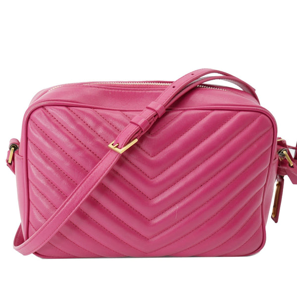 YVES SAINT LAURENT Lou Leather Camera Crossbody Bag Pink