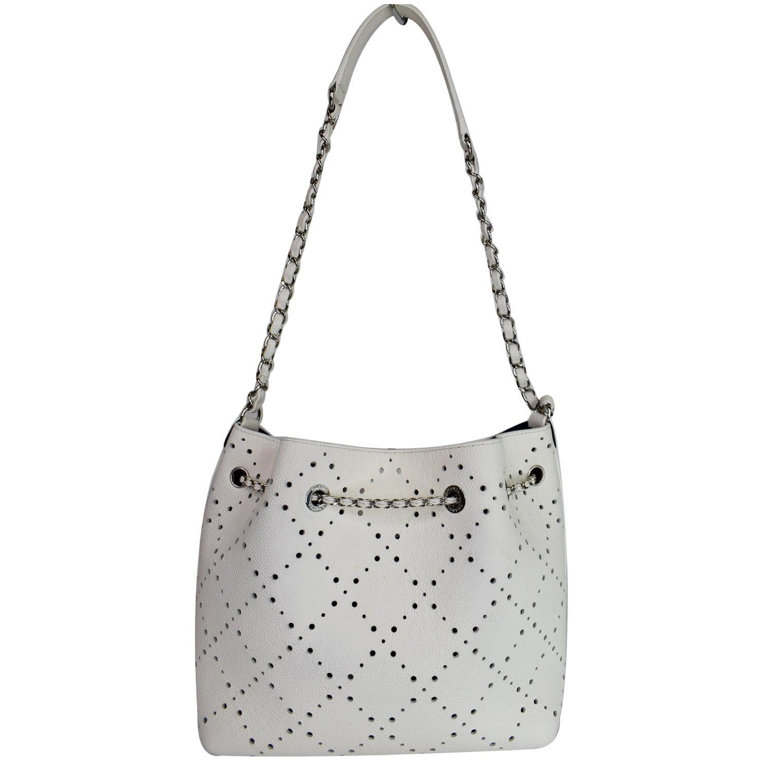 White Chanel CC Caviar Bucket Bag – Designer Revival