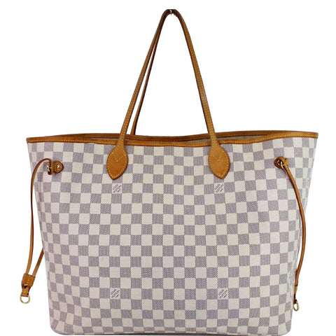 LOUIS VUITTON Neverfull GM Damier Azur Tote Shoulder Bag White