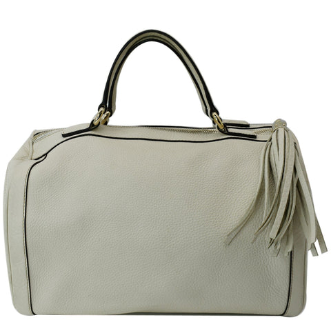 GUCCI Soho Leather Boston Bag White 282302