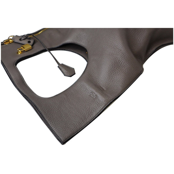 TOM FORD Alix Padlock Zip Fold-over Leather Shoulder Bag Grey