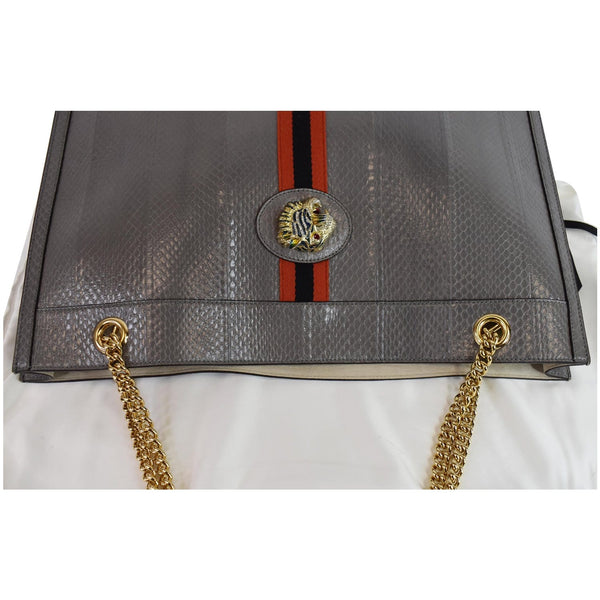 Gucci Rajah Large Snakeskin Tote Shoulder Bag front side