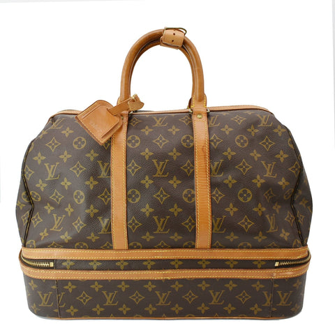 LOUIS VUITTON Vintage Sac Sport Monogram Canvas Boston Travel Bag Brown