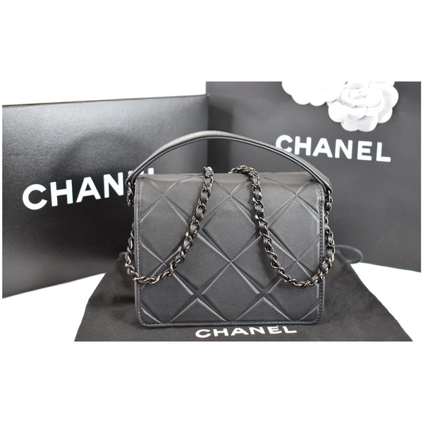 CHANEL Propeller Mini Flap Calfskin Leather Shoulder Bag Black