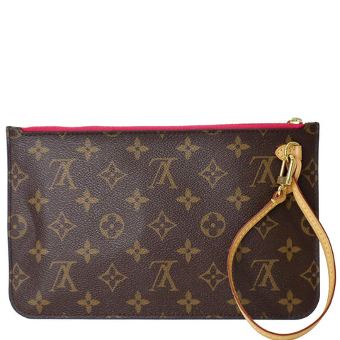LOUIS VUITTON Pochette Wristlet Pouch Monogram Canvas Neverfull MM Brown