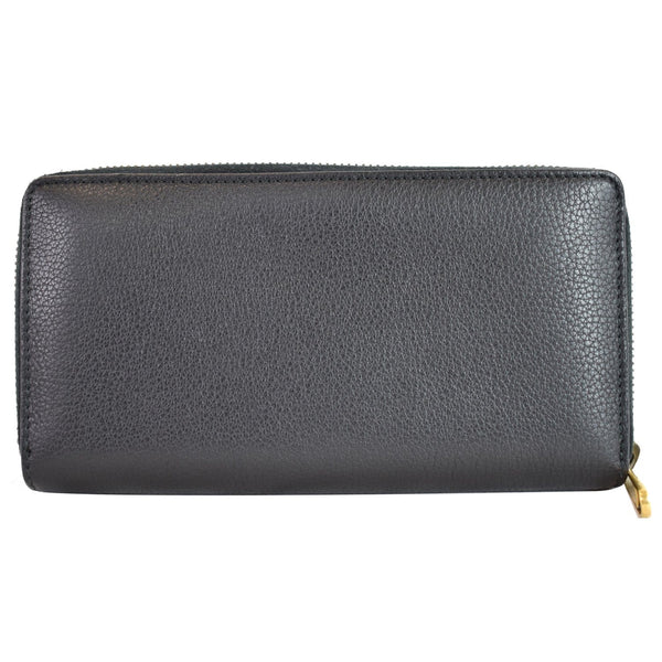 GUCCI Print Leather Zip Around Wallet Black 496317