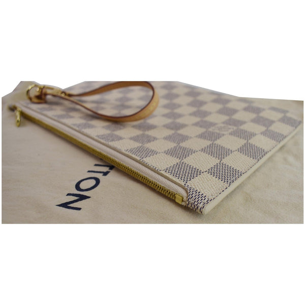 LOUIS VUITTON Pochette Wristlet Pouch Damier Azur Neverfull MM White