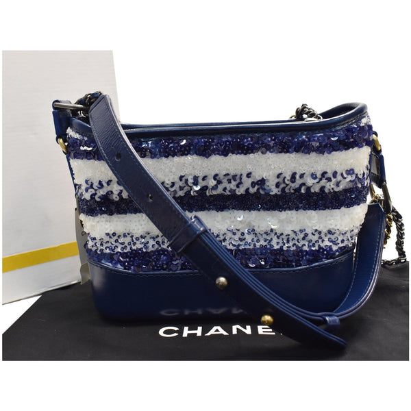 Chanel Gabrielle Sequins Small Hobo Shoulder Bag Blue