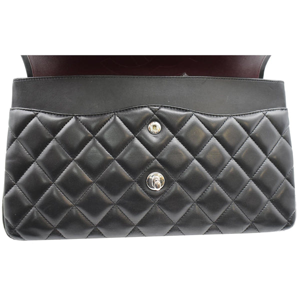 CHANEL Classic Jumbo Double Flap Lambskin Leather Shoulder Bag Black