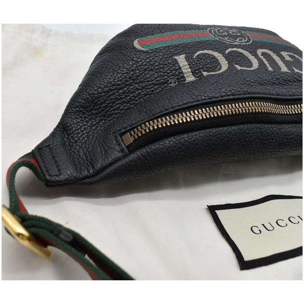 Gucci Print Small Leather Belt Waist Bum Bag - Black