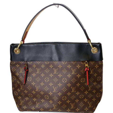 LOUIS VUITTON Tuileries Monogram Canvas Hobo Bag Black