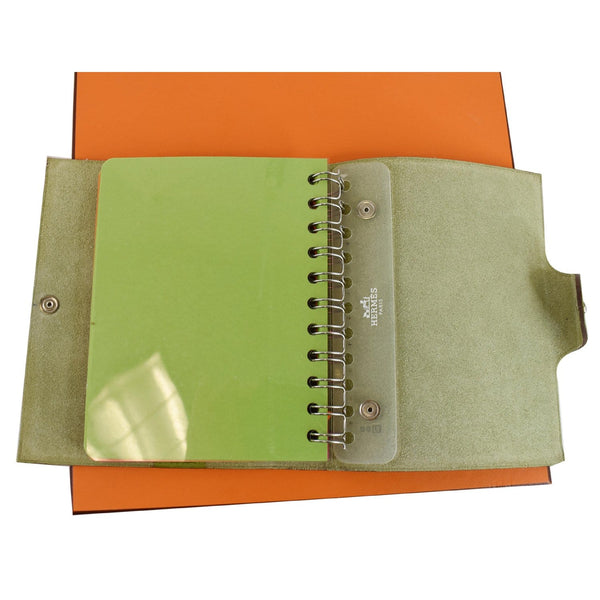 HERMES Ulysse PM Clemence Leather Notebook Cover Green