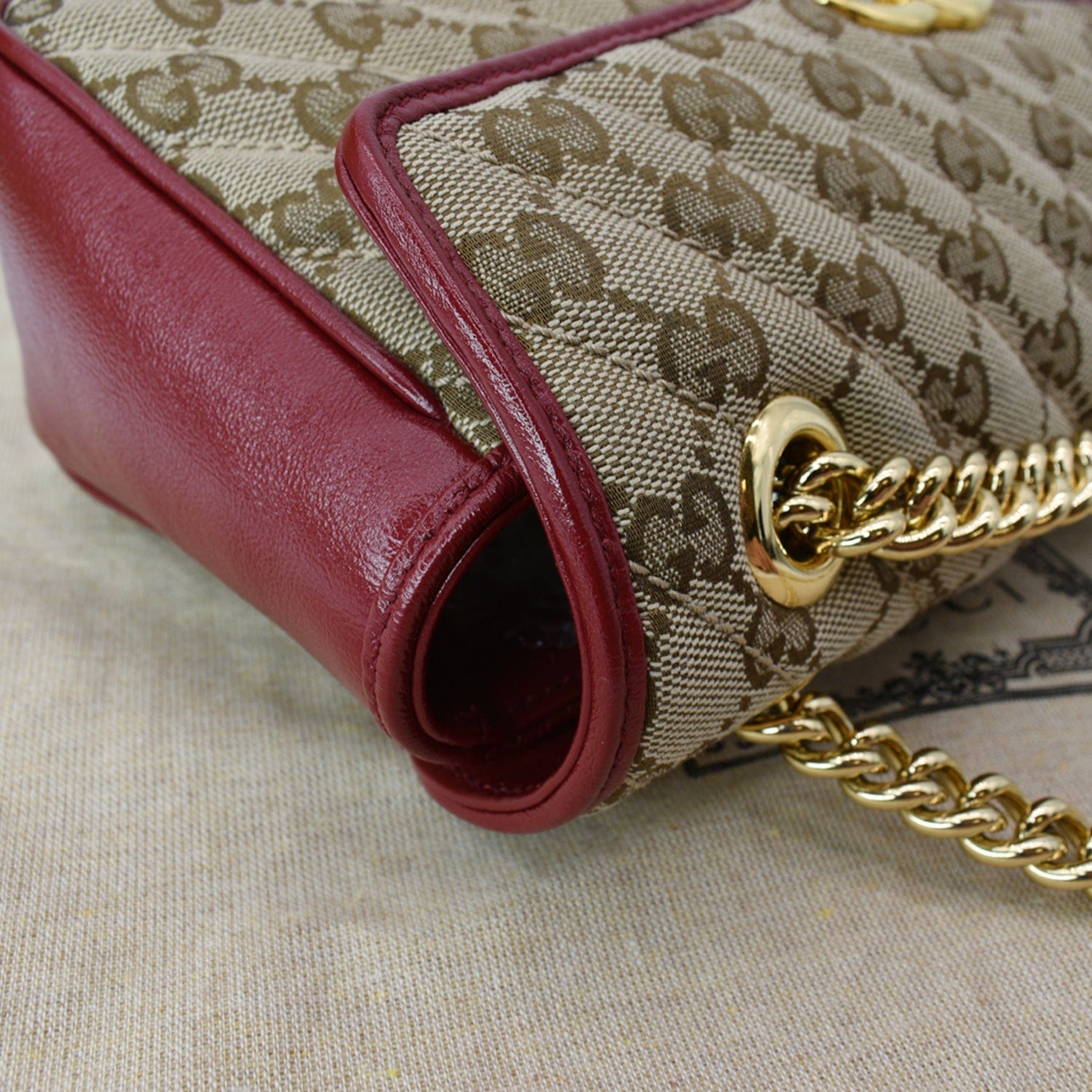 Gucci GG Marmont Small Matelasse Canvas Shoulder Bag Red 443497