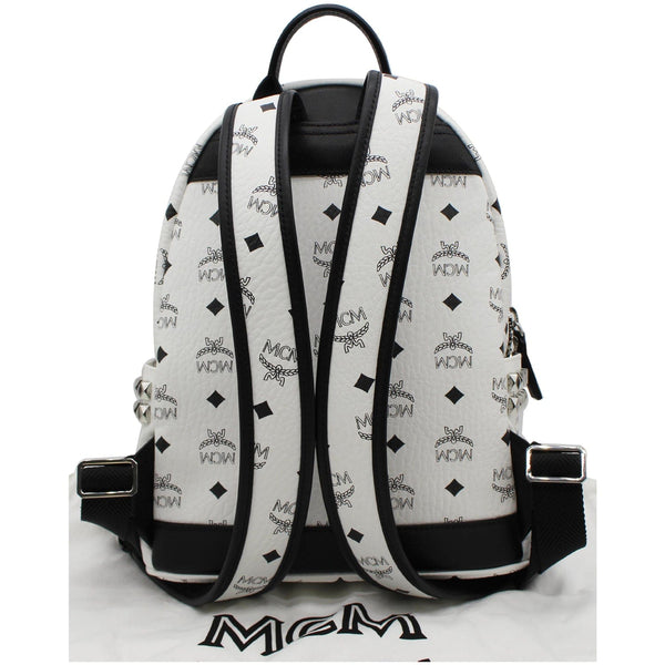MCM Stark Visetos Coated Canvas Backpack Bag White