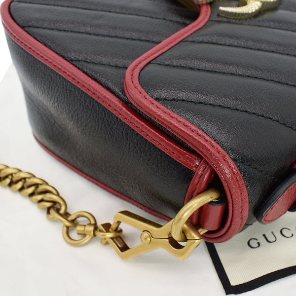 GUCCI GG Torchon Marmont Mini Top Handle Crossbody Bag 583571 Black/Cerise - Hot Deals