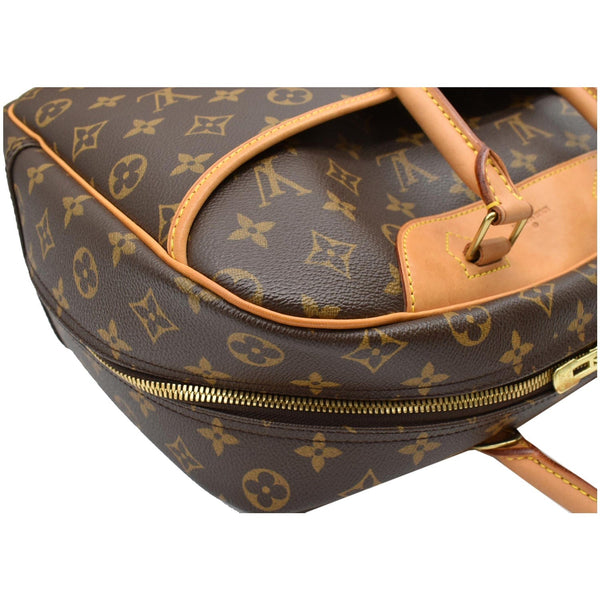 LOUIS VUITTON Deauville Boston Monogram Canvas Satchel Bag Brown