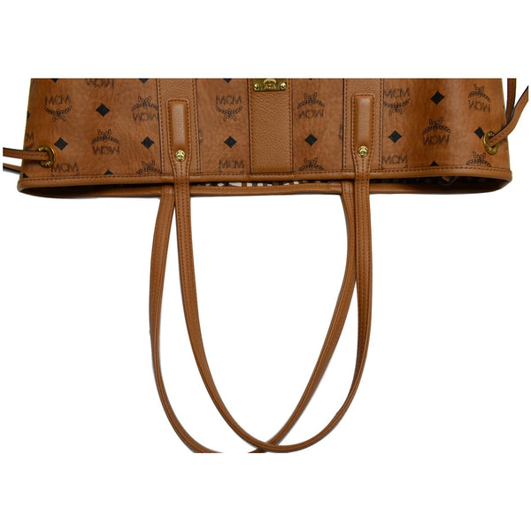 MCM Reversible Liz Visetos Canvas Shopper Tote Bag Cognac