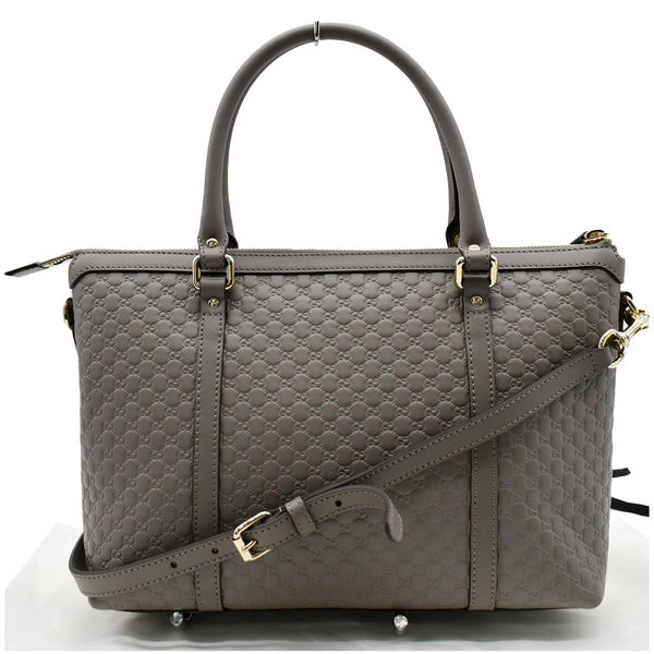 GUCCI Convertible GG Microguccissima Leather Satchel Bag Grey 449656
