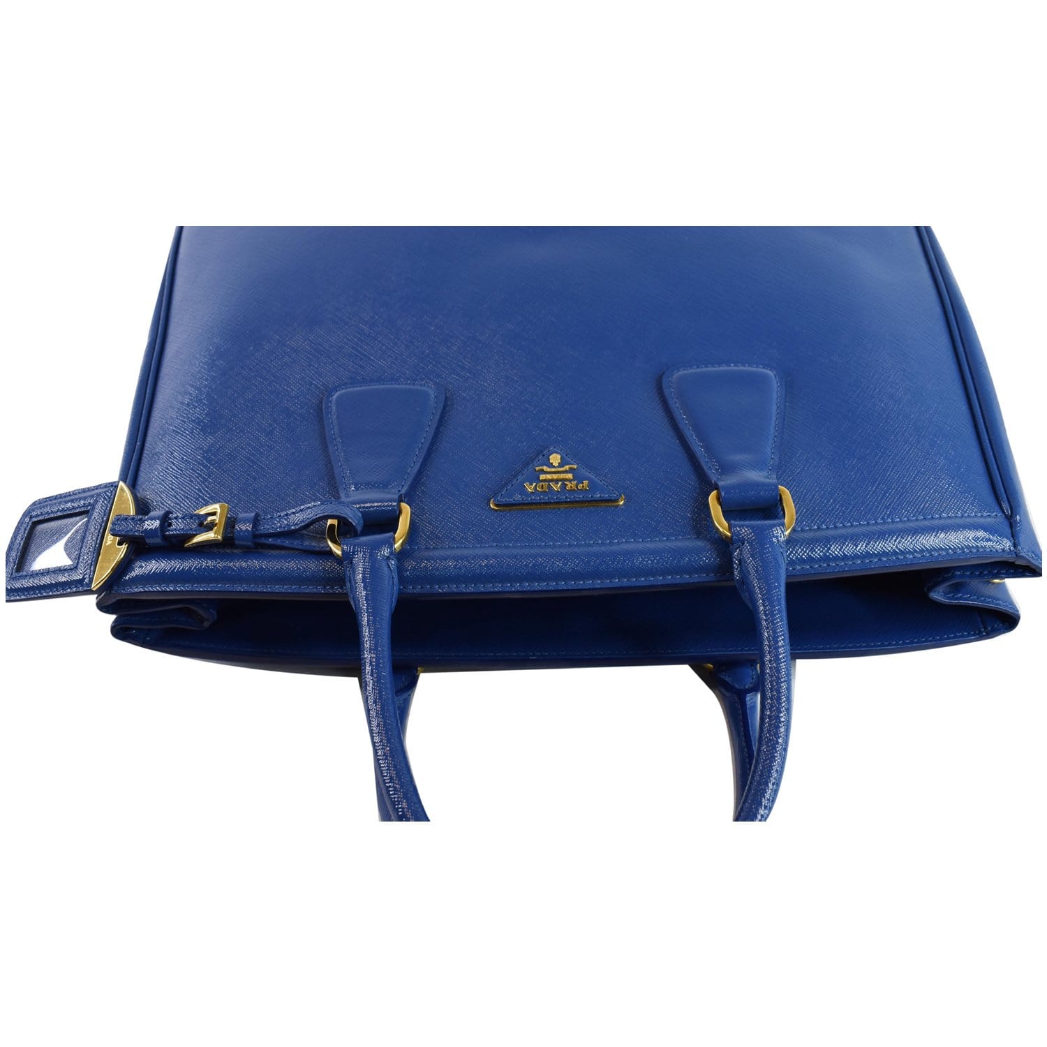 Prada Cobalt Blue Saffiano Lux Leather Parabole Tote Prada