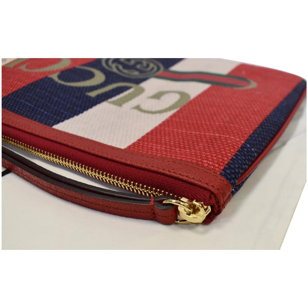 GUCCI Linea Merida Web Stripe Canvas Zip Pouch Multicolor 524788