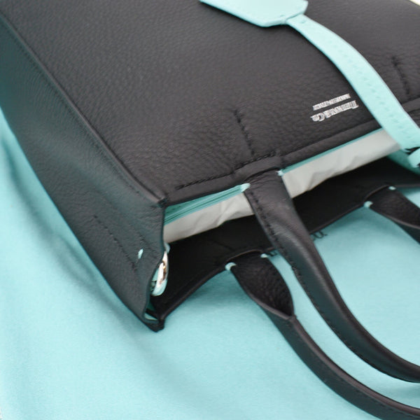TIFFANY & CO Micro Grain Calfskin Leather Tote Bag Black