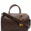 MCM Visetos Essential Leather Boston Bag Chocolate Brown