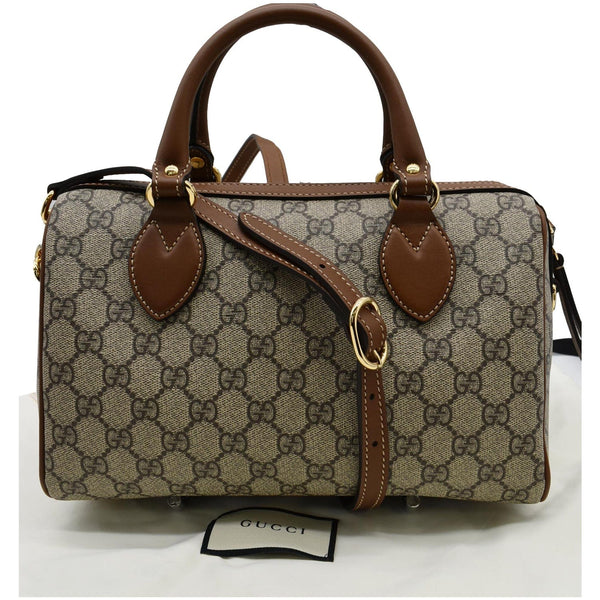 GUCCI Blind for Love Embroidered GG Supreme Canvas Boston Bag Maple Brown 409529