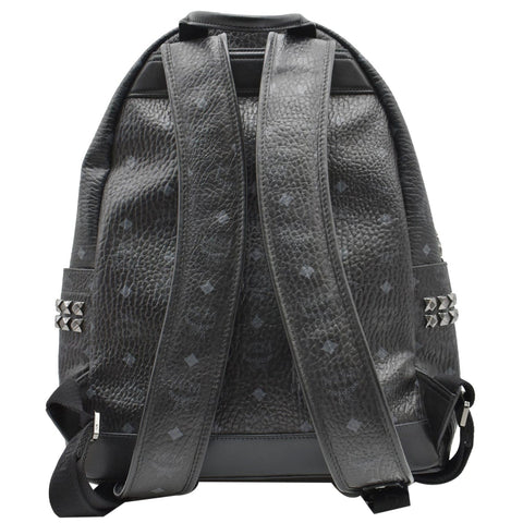 MCM Stark Side Stud Visetos Canvas Backpack Bag Black