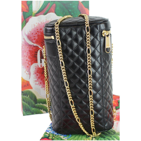 Gucci Trapuntta Calfskin Leather Belt Crossbody Bag -gold chain