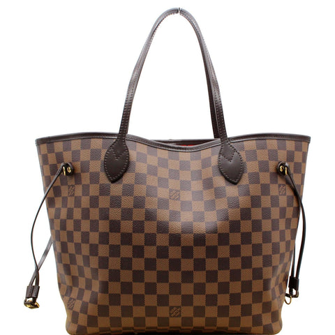 LOUIS VUITTON Neverfull MM Damier Ebene Tote Bag Brown