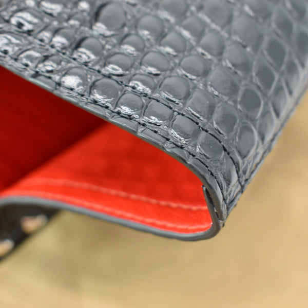 CHRISTIAN LOUBOUTIN Cabarock Croc-Embossed Leather Tote Bag Black