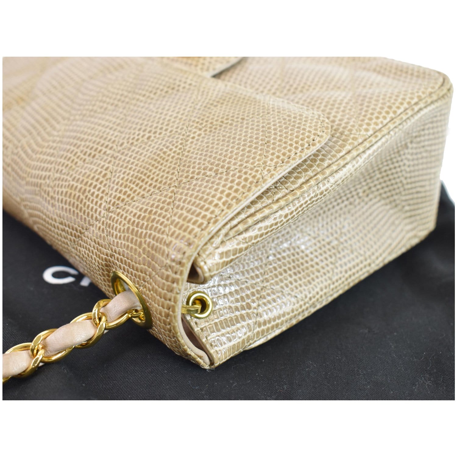 Chanel Beige Leather Gold Hardware Mini Square Flap Bag Chanel