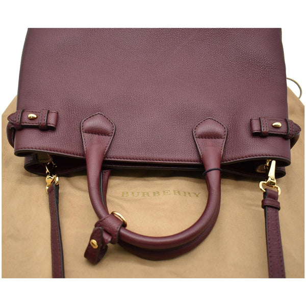 BURBERRY Banner Medium Leather Tote Shoulder Bag Red