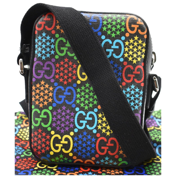 GUCCI GG Psychedelic Print Leather Messenger Bag Black 598103