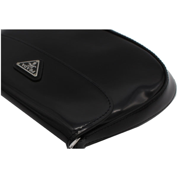 PRADA Cleo Brushed Leather Shoulder Bag Black