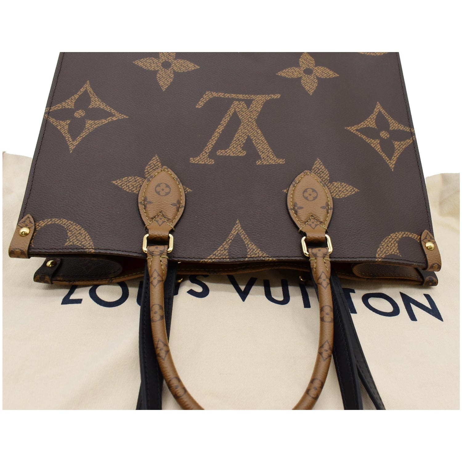 Louis Vuitton Brown Onthego MM Purse Double Shoulder Strap And