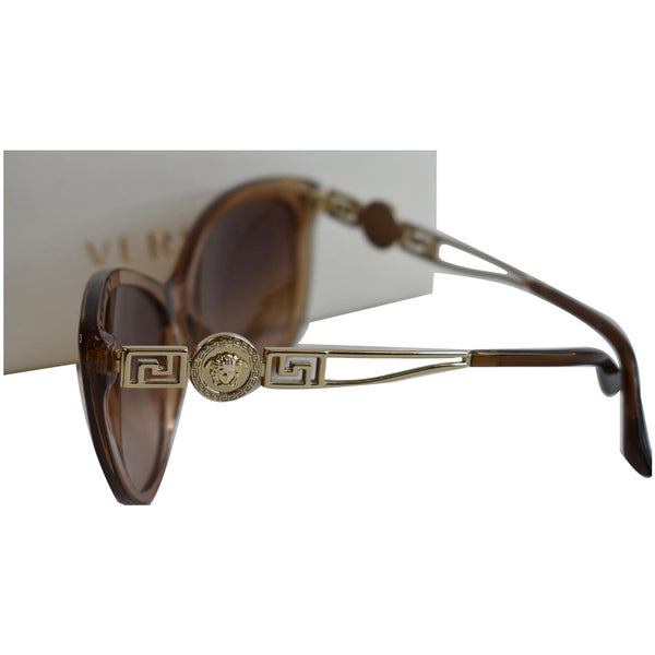 VERSACE Cat Eye VE4295 Plastic Transparent Metal Sunglasses Brown
