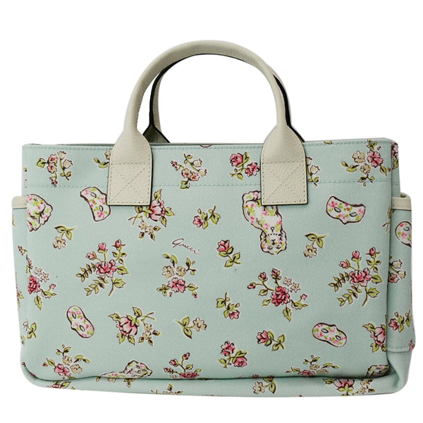 Gucci Children's Floral Print Canvas Bag Light Blue - DDH