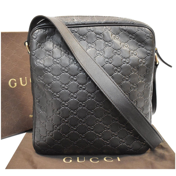 GUCCI Guccissima Leather Messenger Bag Black 201448