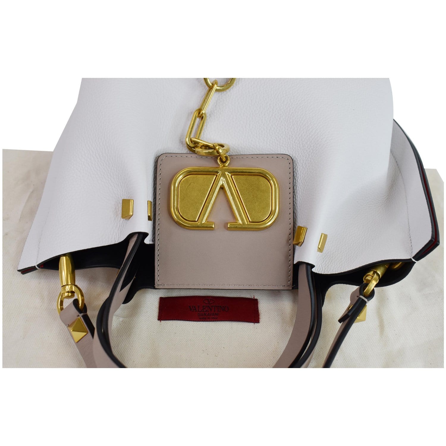 VALENTINO Vlogo Escape Small Leather Shoulder Bag White