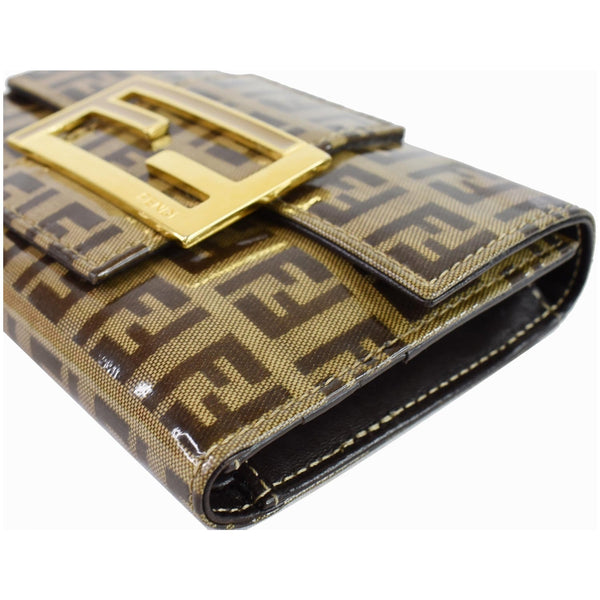 FENDI Trifold Zucca Vinyl Coated Wallet Brown