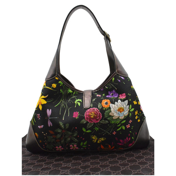 Gucci Flora Jackie O Bouvier Floral Printed Canvas Hobo Bag