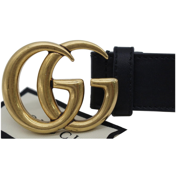 Gucci Double G Buckle Leather Belt Black - GG design