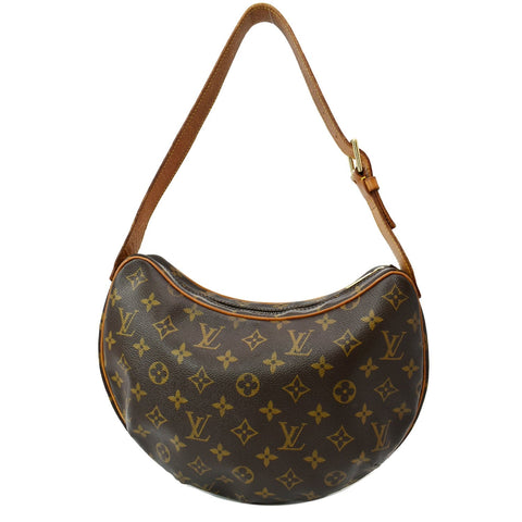 LOUIS VUITTON Croissant MM Monogram Canvas Hobo Bag Brown