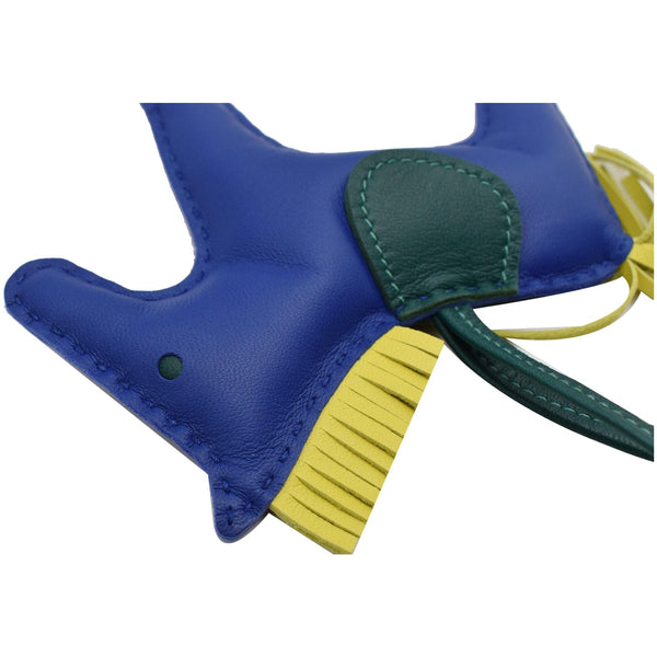 Hermes Rodeo Lambskin Leather Horse Bag Charm Blue