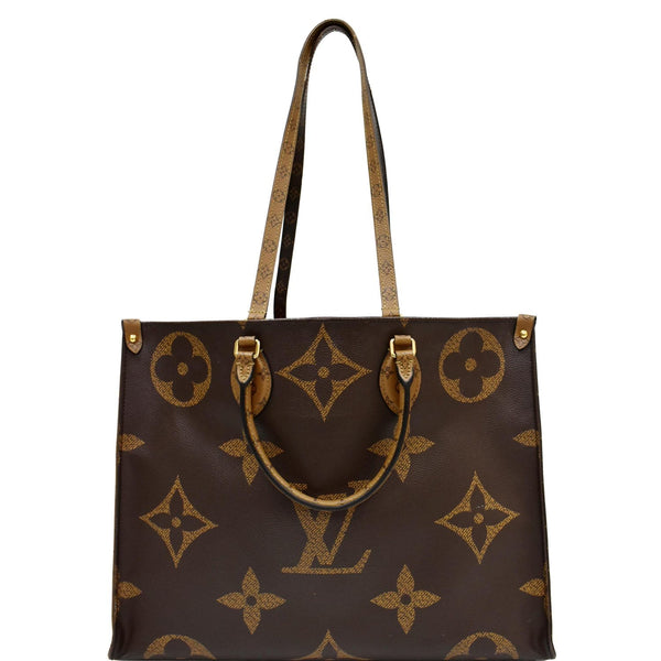 LOUIS VUITTON Onthego GM Reverse Monogram Giant Canvas Tote Shoulder Bag Brown