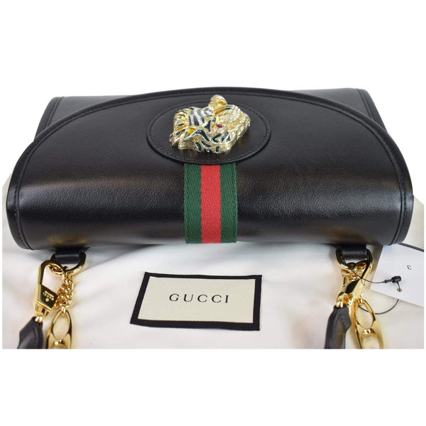 Gucci Rajah Small Web Leather Handbag Black